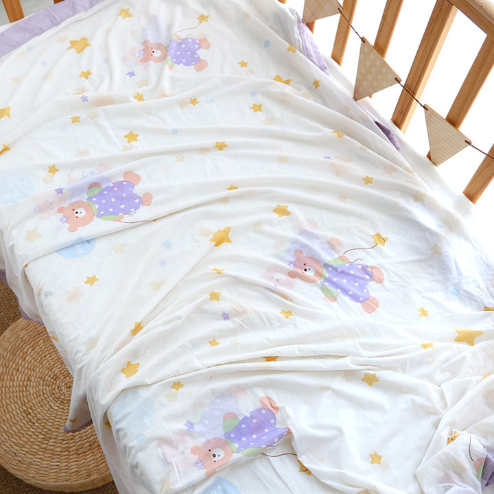 Unisex Nan cozy baby blanket made of cotton muslin with breathable filling and satin edge Stornfield