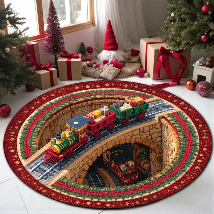 Christmas Train-Themed Area Rug