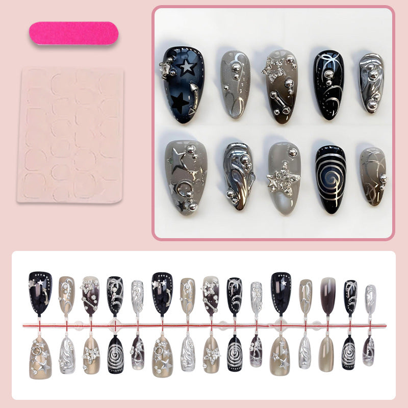 Artificial Nail Design Set with Glamorous Star and Metallic Accents Stornfield