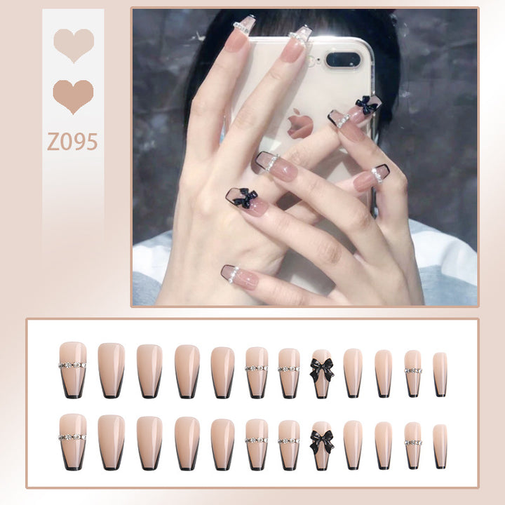 Stylish Press-On Nail Set with Decorative Accents