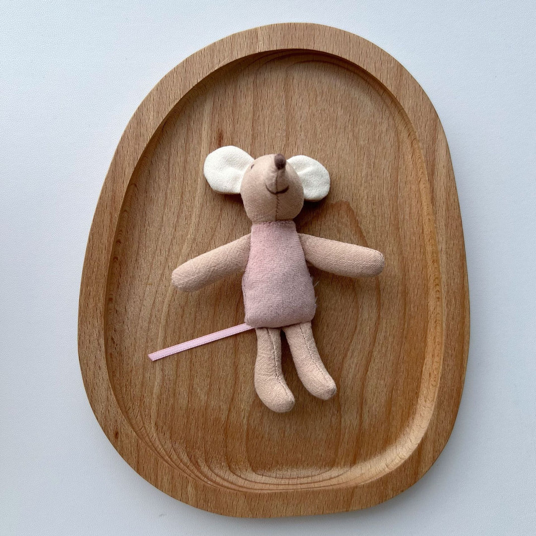 Handcrafted Cotton Plush Mouse Doll with Crocheted Dress