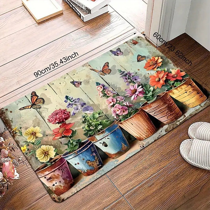 Floral Patterned Welcome Mat Stornfield