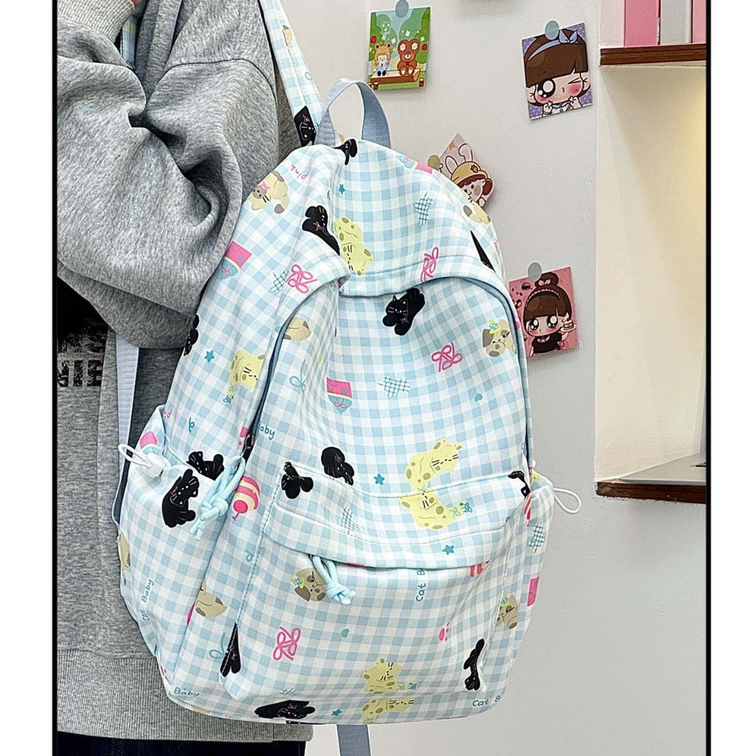 Backpack with Creative Checkered Pattern and Playful Appliqués Stornfield