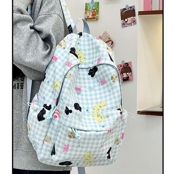 Backpack with Creative Checkered Pattern and Playful Appliqués Stornfield