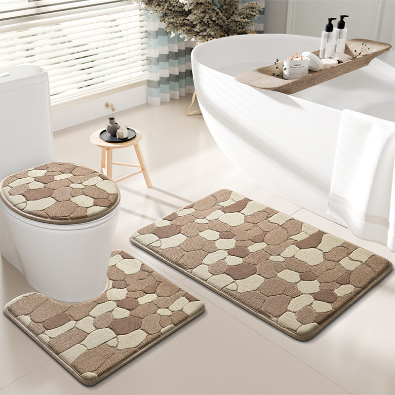 Stone-Pattern Bathroom Rug Set