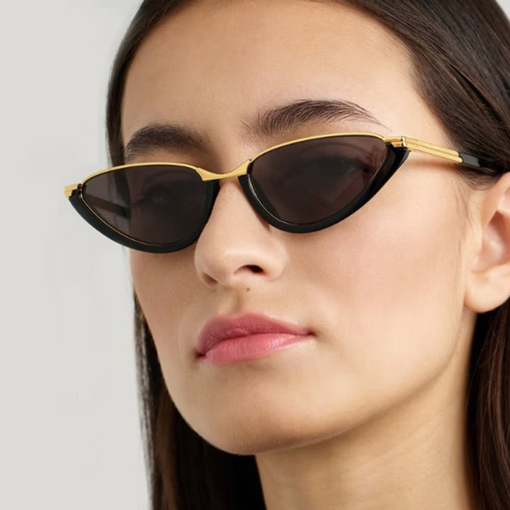Women futuristic Cat-Eye sunglasses with golden accents Stornfield
