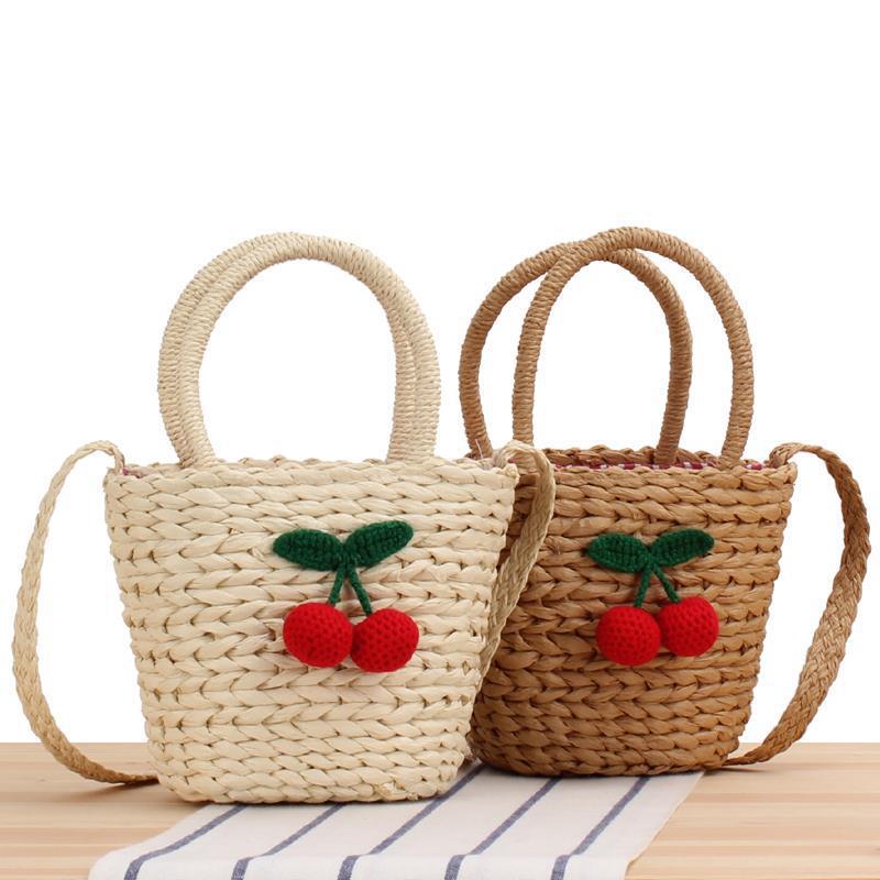 Basket bag with crocheted cherry design Stornfield