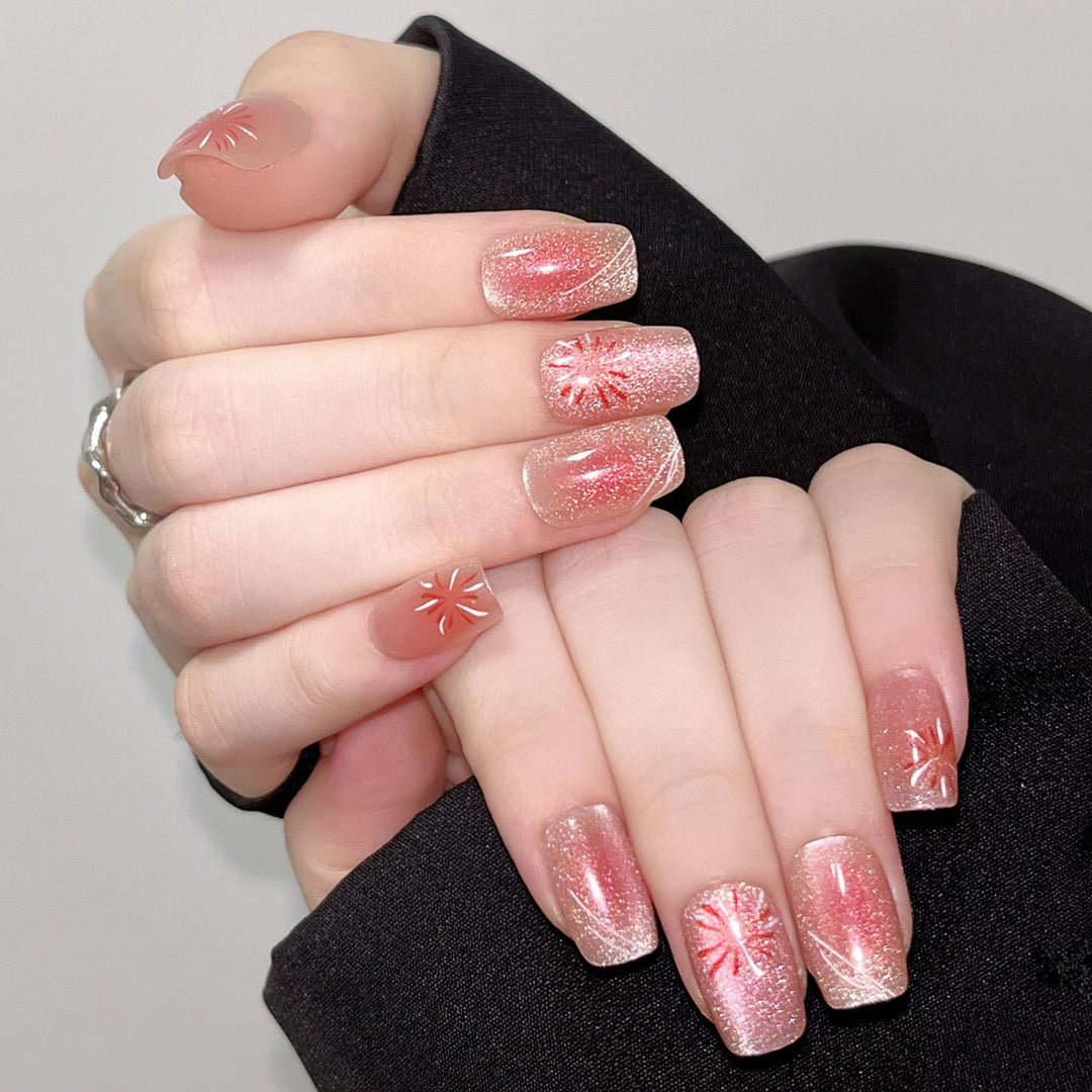 Acrylic nail set with glamorous accents and sparkling finish Stornfield