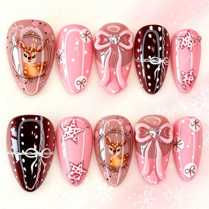 Artificial Nails in Playful Deer Design Stornfield