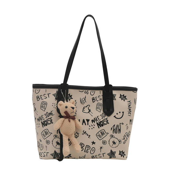 Playful Graphic Print Tote Bag