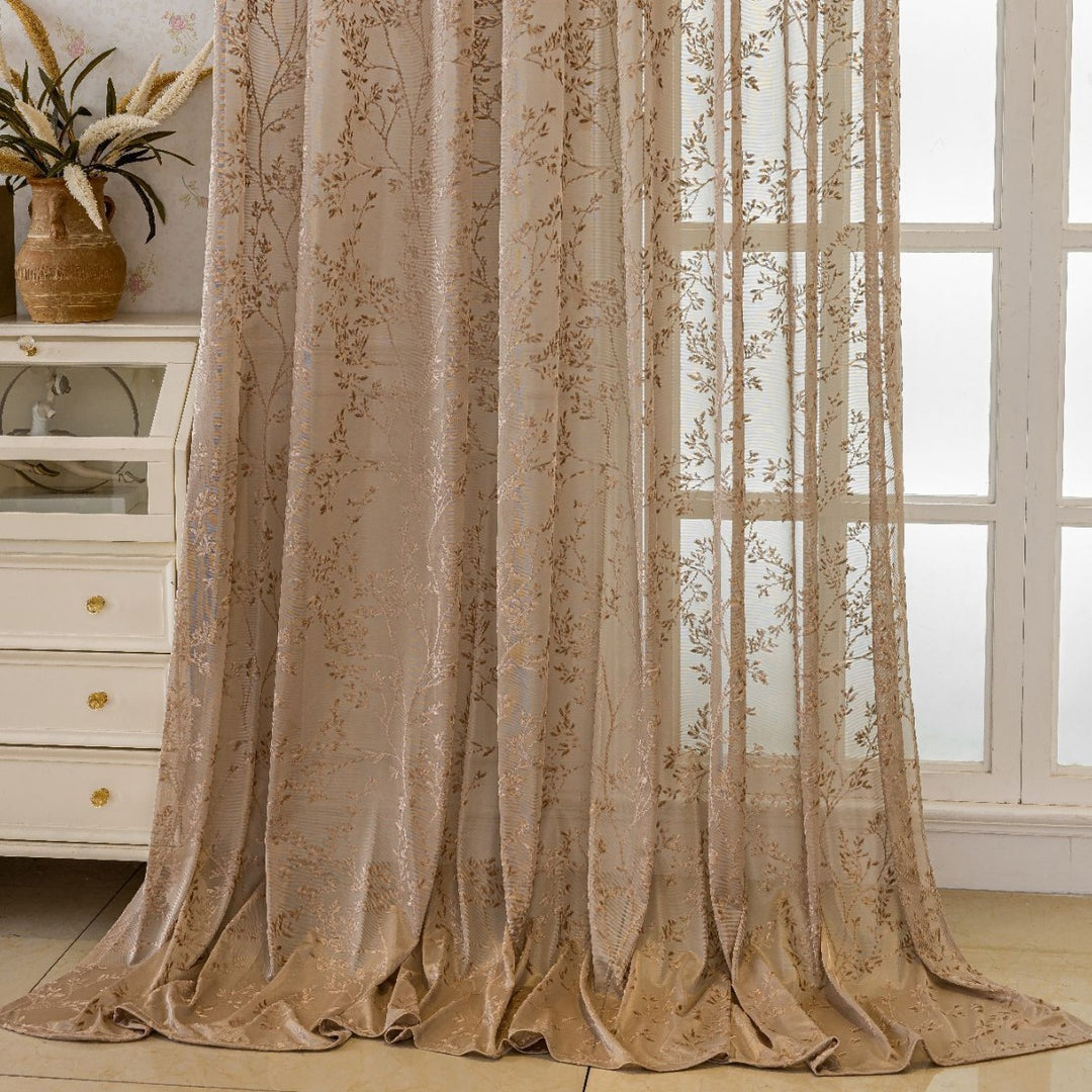 WoFloral Embroidered Sheer Curtain Stornfield