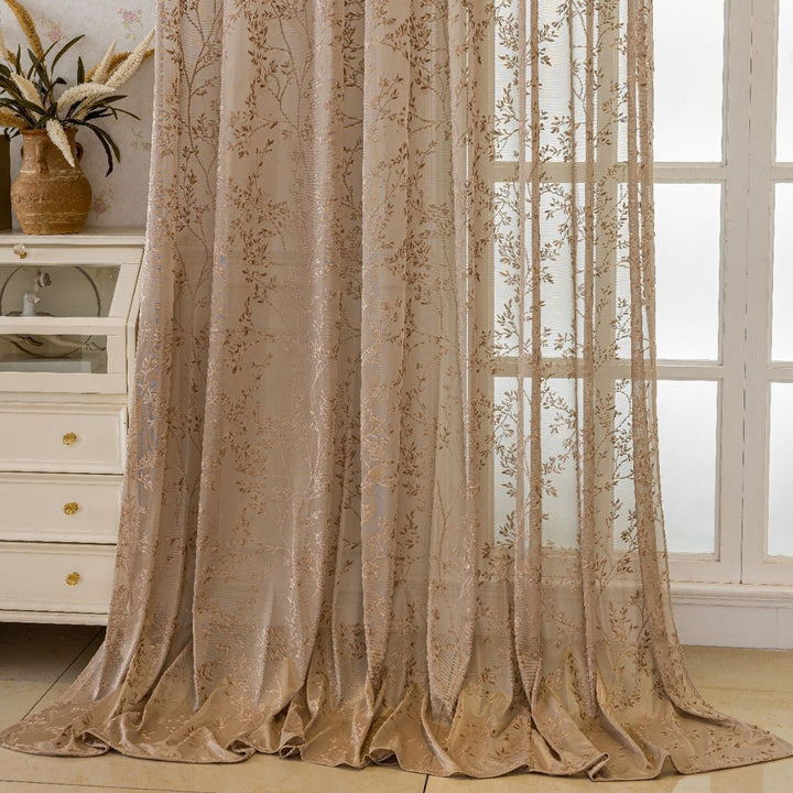 WoFloral Embroidered Sheer Curtain Stornfield