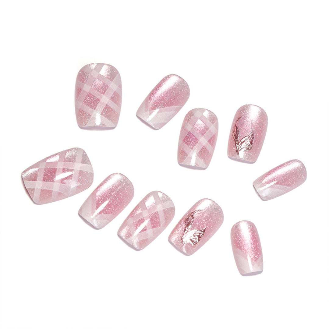 Nail art set with glamorous glitter and diagonal design Stornfield