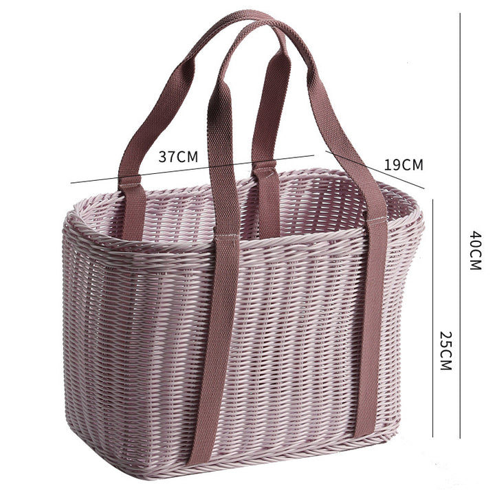 Unisex Robust braided shopping basket with comfortable fabric handles Stornfield
