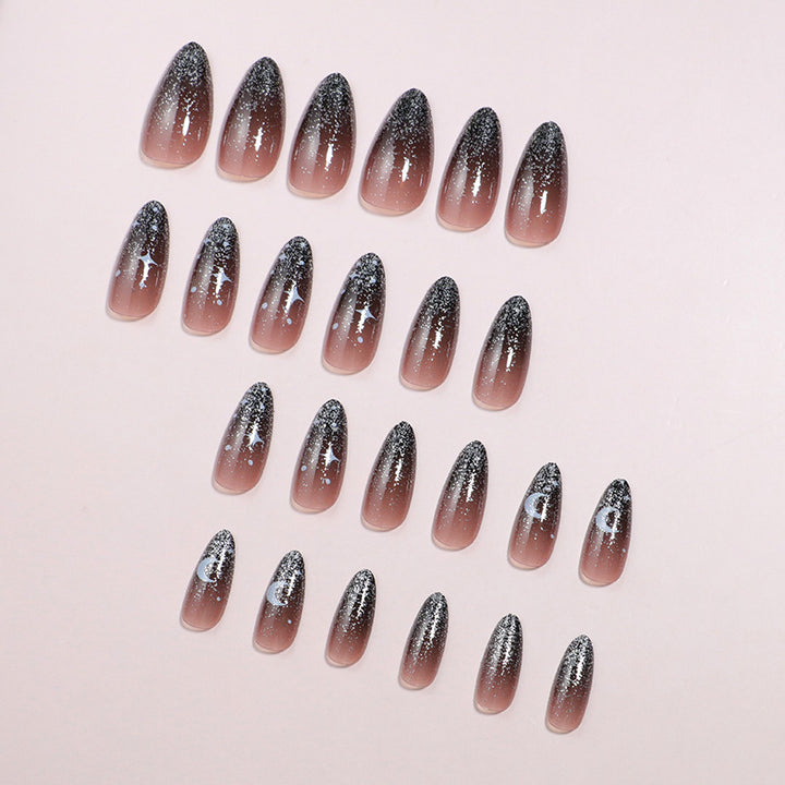 Artistic Ombre Press-On Nail Set with Celestial Design Stornfield