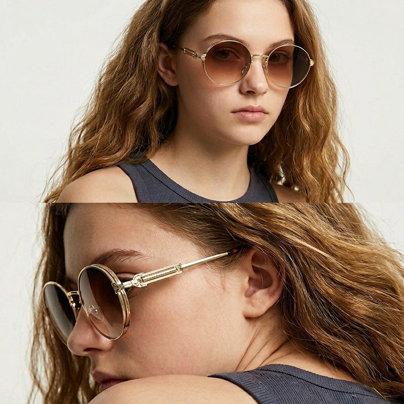 Women's round vintage sunglasses with exclusive metal frame Stornfield