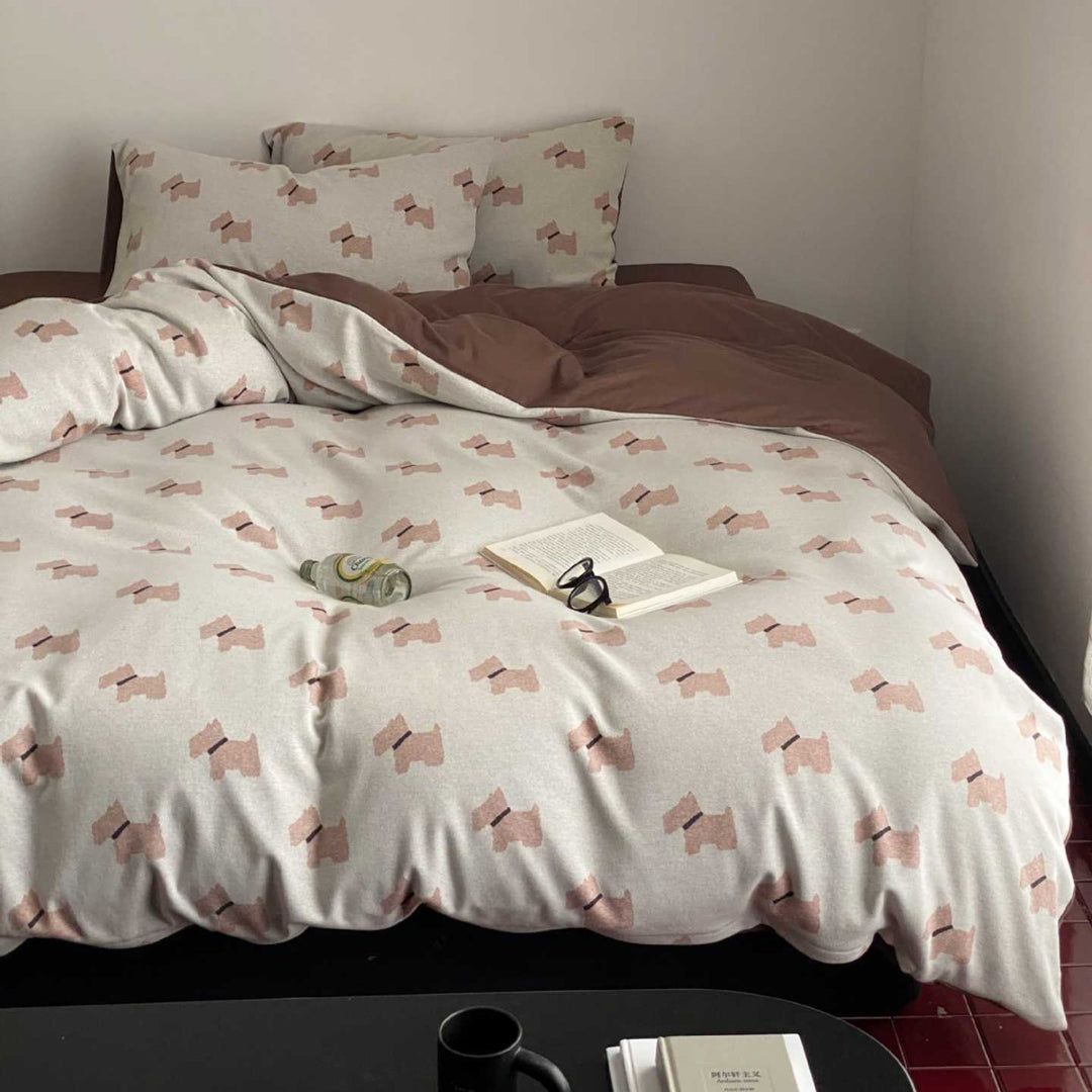 Cherry-Print Cotton Jersey Duvet Cover Set with Matching Pillowcases