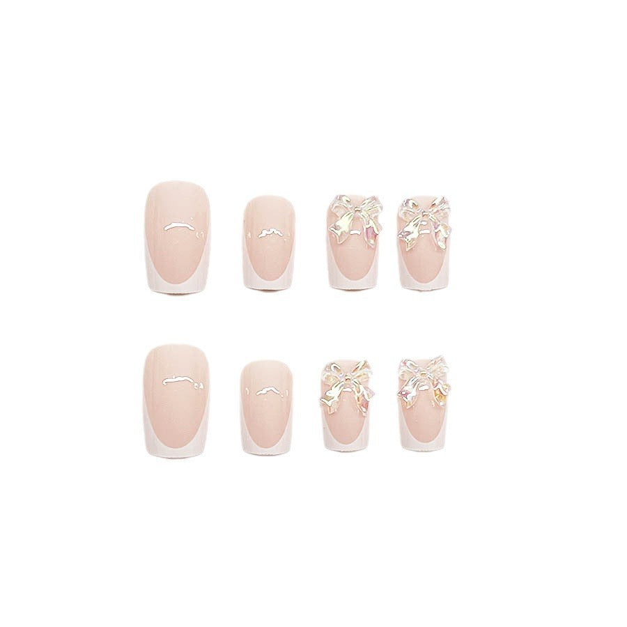 Artificial nail set with romantic 3D heart and flower decorations Stornfield