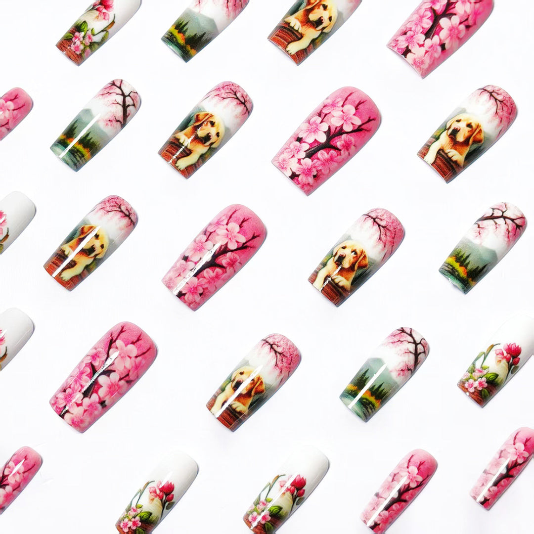 Artificial nails with floral and animal motifs Stornfield