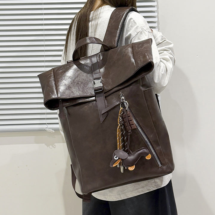 Versatile Leather Roll-Top Backpack Stornfield