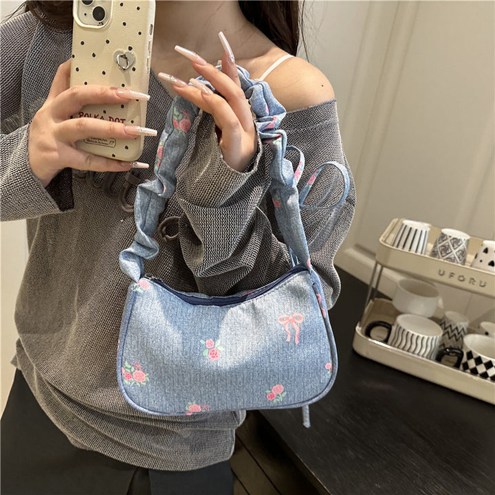 Embroidered Denim Shoulder Bag Stornfield