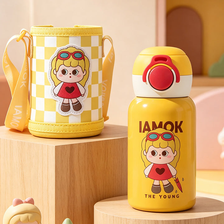 Women's insulated bottle with practical carrying strap and playful design Stornfield