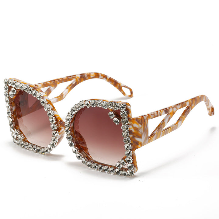 Statement Rhinestone-Embellished Hexagonal Sunglasses Stornfield
