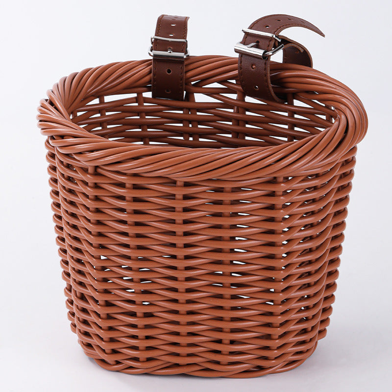 Unisex storage basket with elegant leather handles Stornfield
