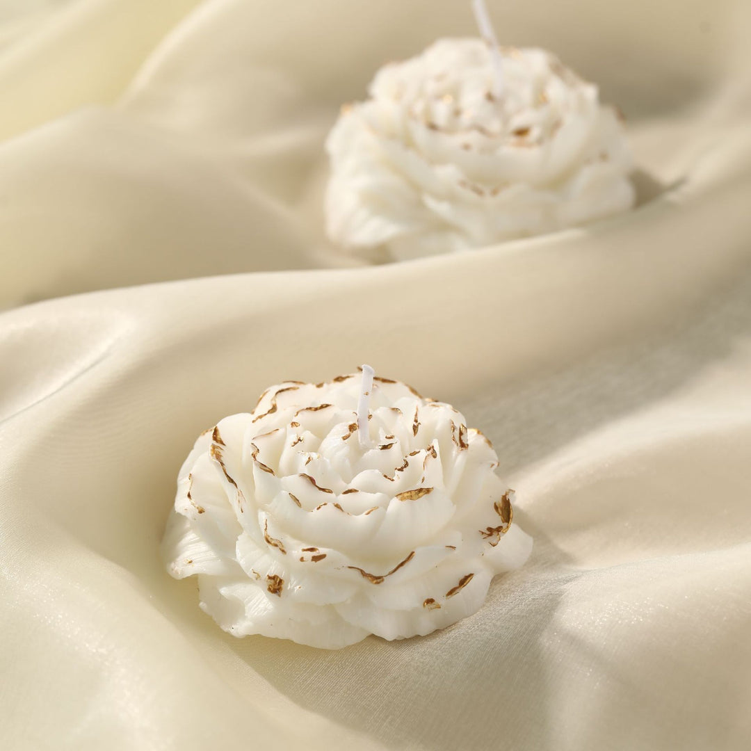 Hand-Poured Sculptural Pine Tree Decorative Soy Candle with Gold Leaf Accents and Cotton Wick