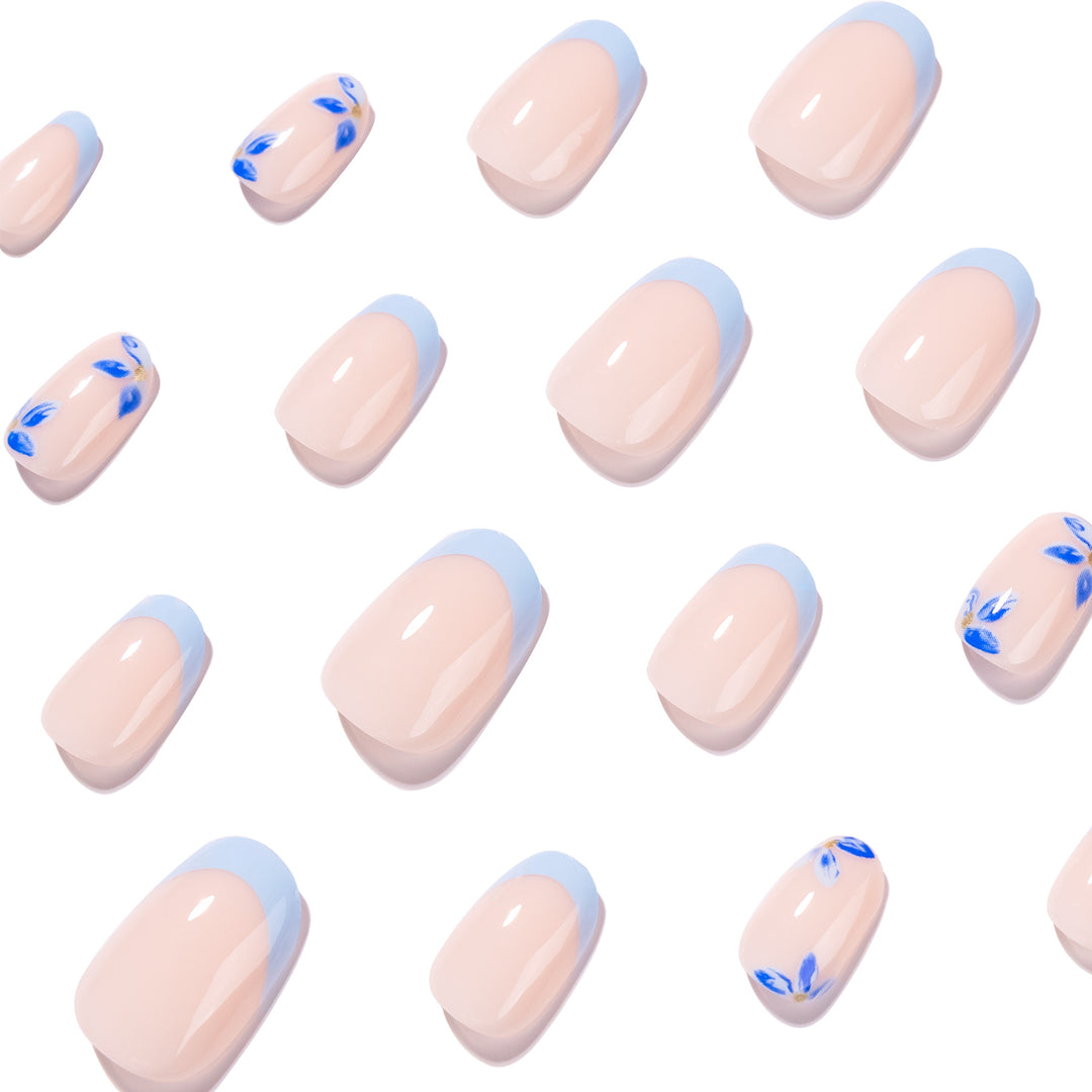 Artistic acrylic nails with elegant flower design Stornfield