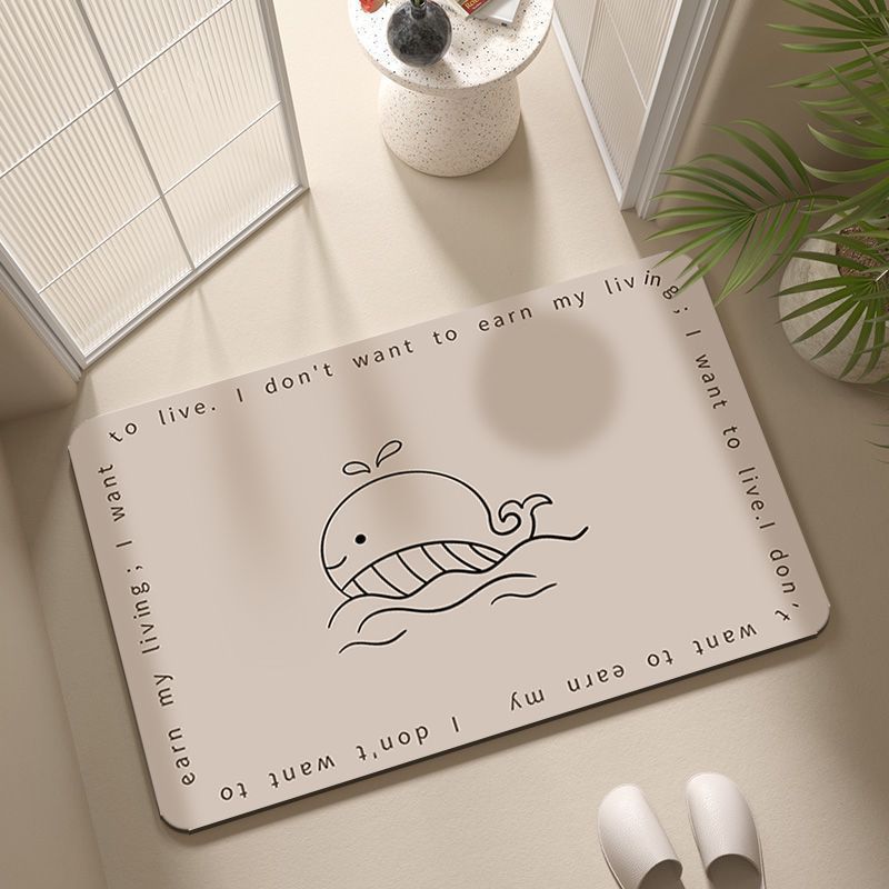 Cartoon Penguin-Themed Bath Rug