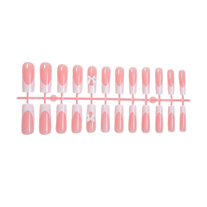 Elegant Press-On Nail Set with Decorative Bows Stornfield