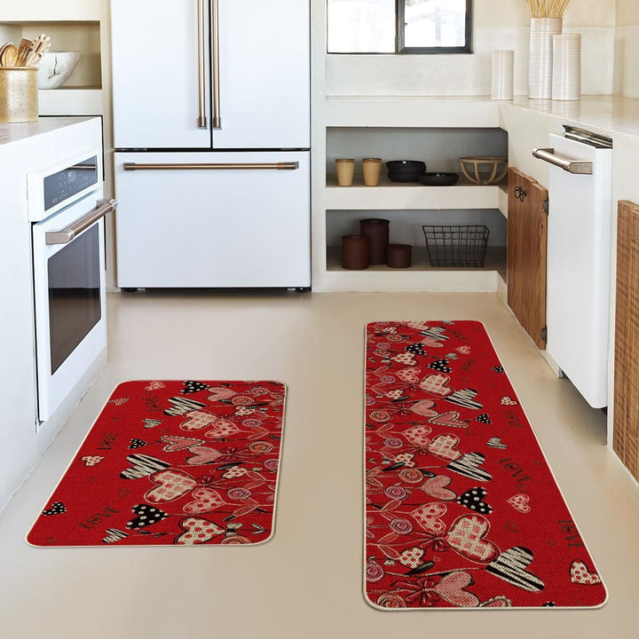 Heart-Themed Kitchen Runner Mat Stornfield
