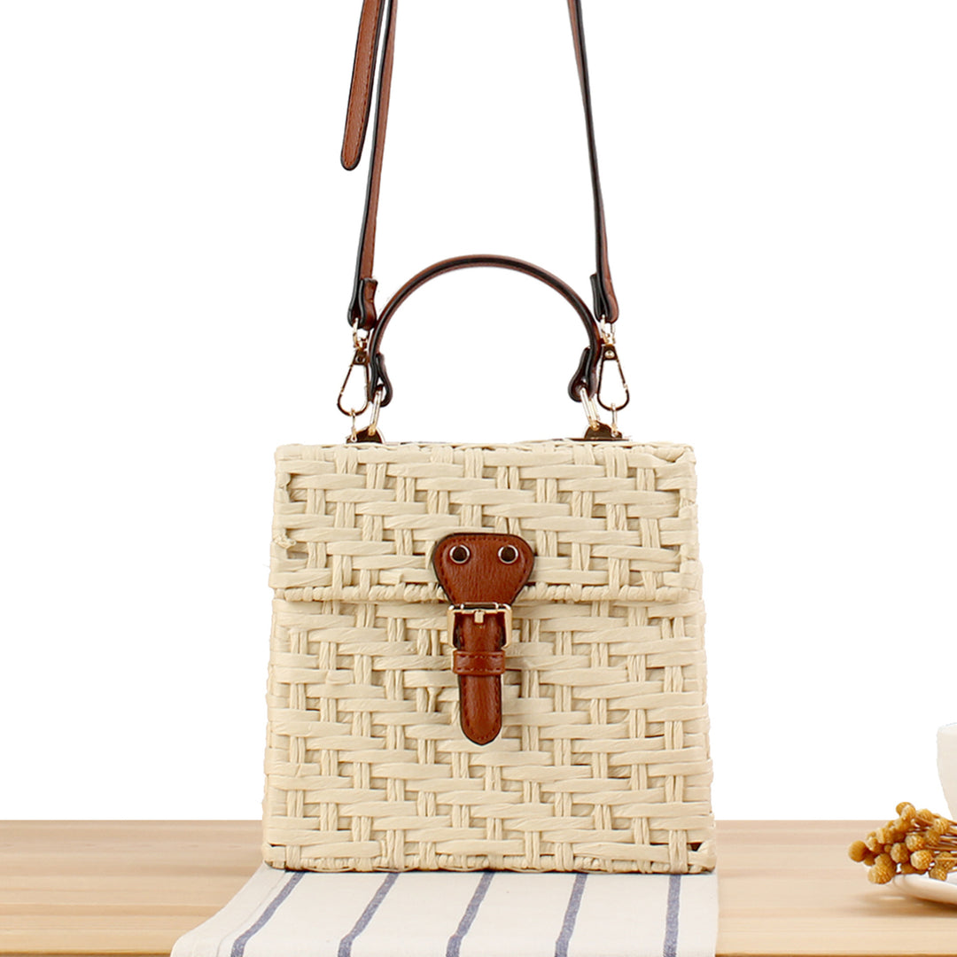 Handbag Made of Handwoven Natural Material with Stylish Leather Closure Stornfield