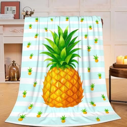 Fun Tropical Pineapple-Themed Fleece Throw Blanket