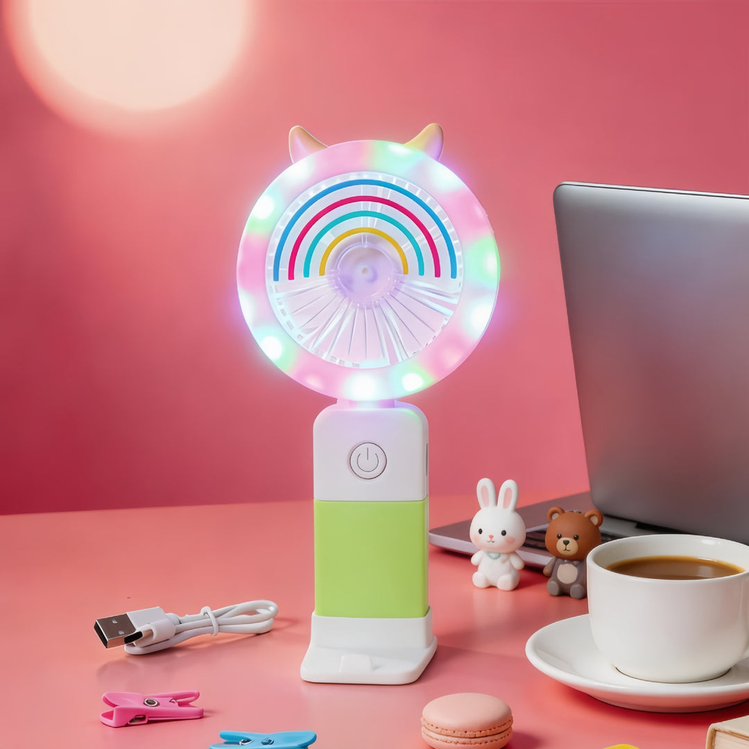 Women's Portable LED Hand Fan with Creative Light Effects Stornfield