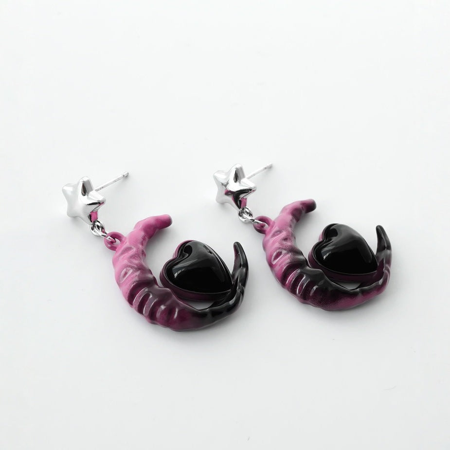 Artistic Moon and Heart Dangle Earrings Stornfield