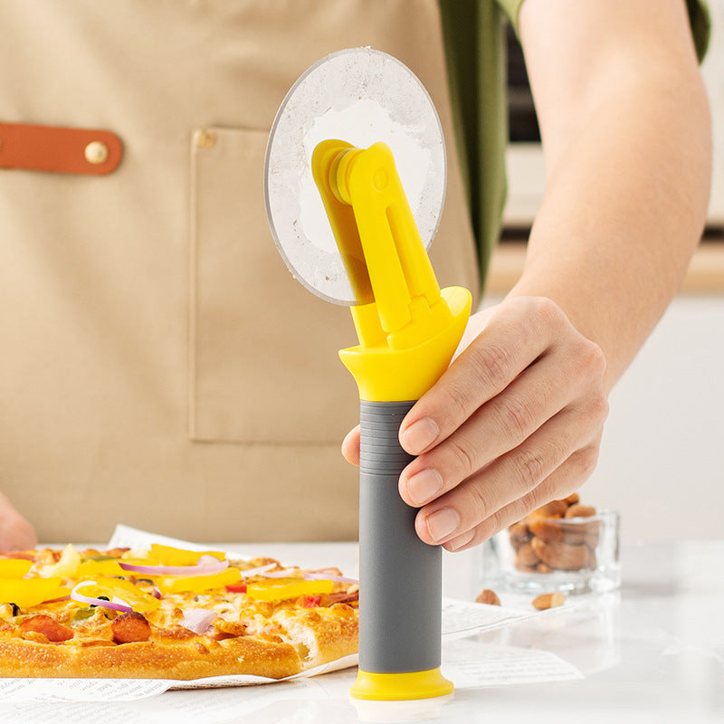 Ergonomic pizza cutter with safety mechanism Stornfield