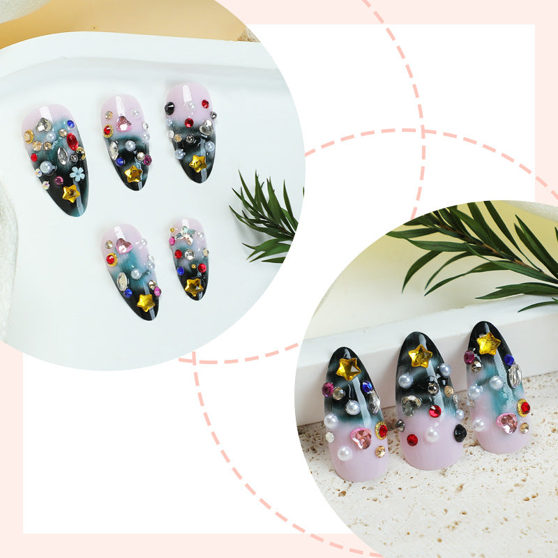 Artistic Press-On Nail Collection with Decorative Elements Stornfield