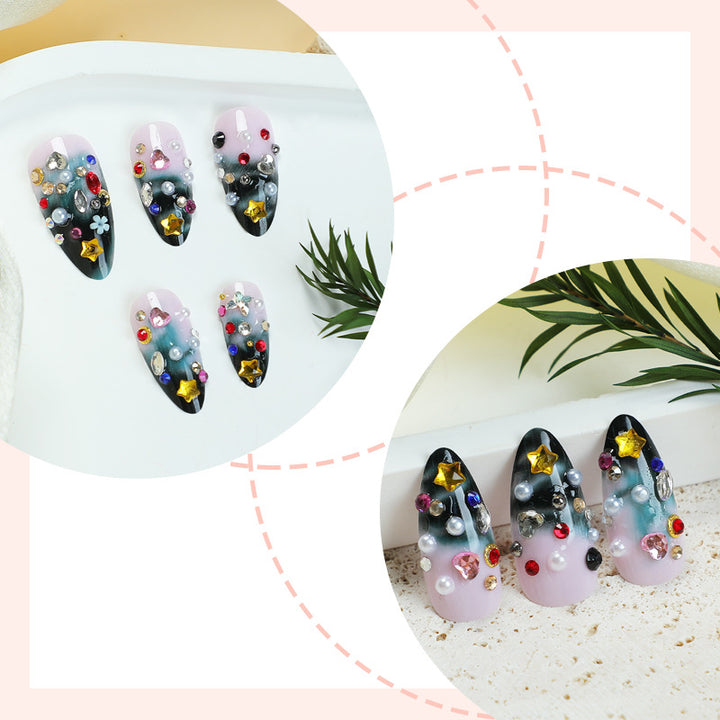 Artistic Press-On Nail Collection with Decorative Elements Stornfield