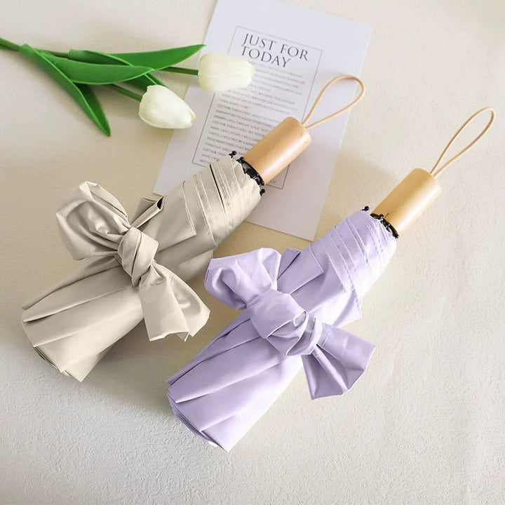 Women's Elegant Folding Umbrella with Wooden Handle Stornfield