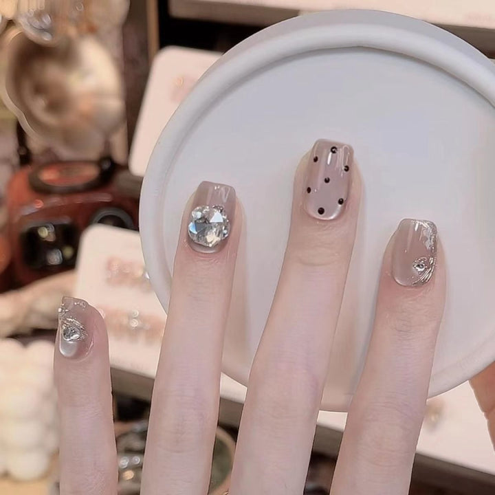 Premium Crystal-Decorated Press-On Nail Set Stornfield