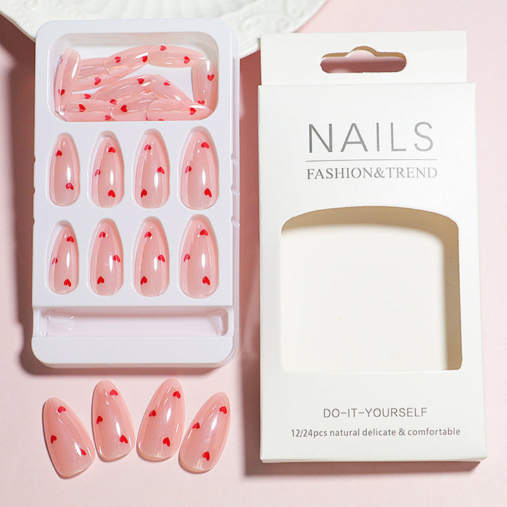 Heart-Printed Press-On Nail Set Stornfield