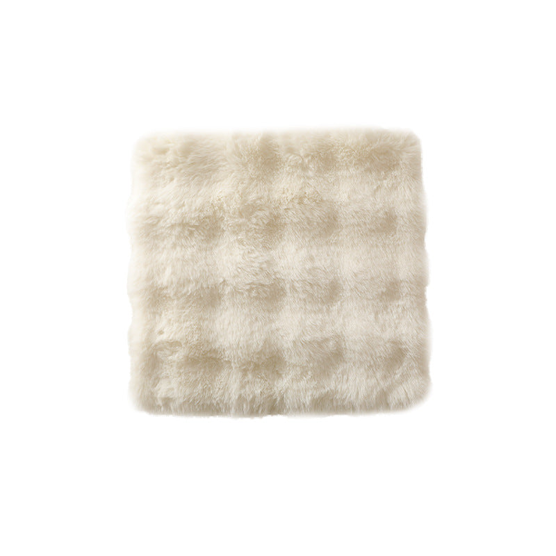 Square luxurious faux fur floor seat cover with dense long pile Stornfield