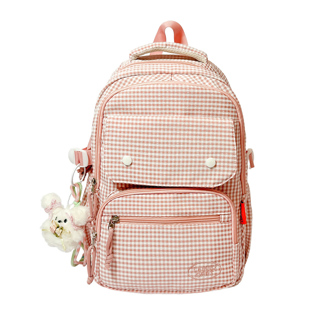 Gingham Print Multi-Pocket Backpack Stornfield