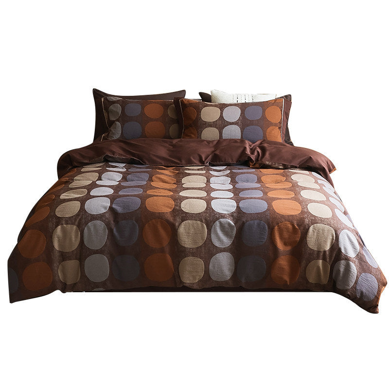 Reversible Geometric Dot Cotton-Linen Duvet Cover Set with Deep-Pocket Shams