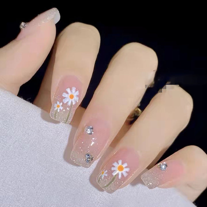 Glittery Floral Press-On Nail Set Stornfield