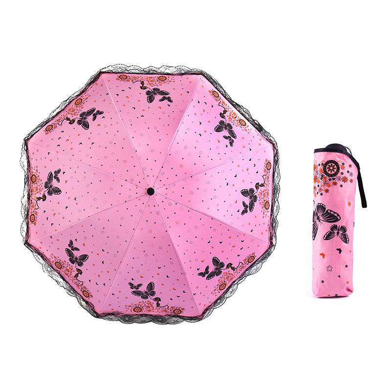 Women's sun umbrella with romantic butterfly design Stornfield