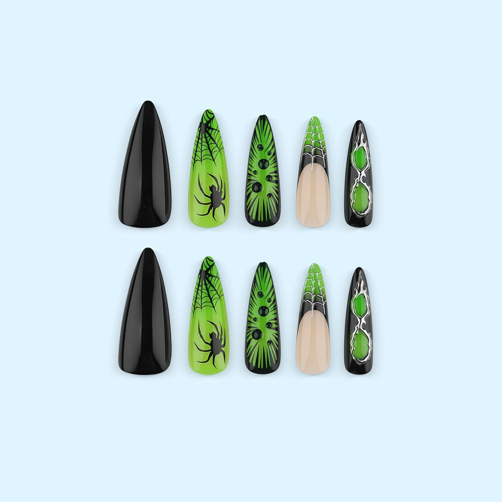 Creative artificial nails with creepy spider and web design Stornfield