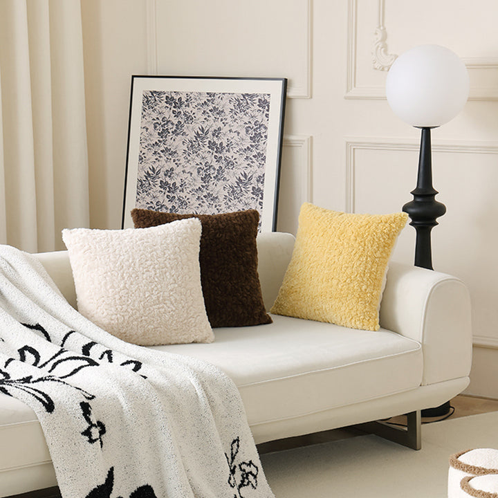 Cozy square decorative pillow with teddy bear fur cover
